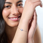 Load image into Gallery viewer, Sterling Deep Blue Silver Evil Eye Bracelet-JOOLS by Jenny Brown
