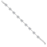 Load image into Gallery viewer, Sterling silver bar bracelet with princess cut cubic zirconia stones, featuring a chain extension.-JOOLS by Jenny Brown

