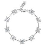 Load image into Gallery viewer, Sterling silver bar bracelet with princess cut cubic zirconia stones, featuring a chain extension.-JOOLS by Jenny Brown
