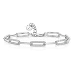 Load image into Gallery viewer, Sterling Silver Paperlink Bracelet With Cubic Zirconia
