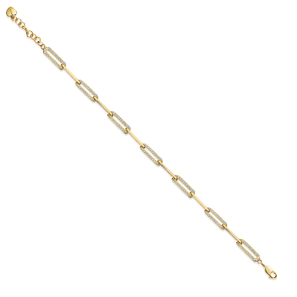 Yellow Gold Cubic Zirconia  Paperlink Bracelet