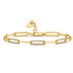 Load image into Gallery viewer, Yellow Gold Paperlink Bracelet With Cubic Zirconia-JOOLS by Jenny Brown
