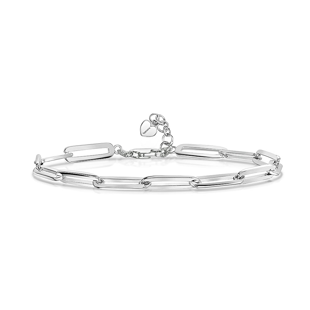 Sterling Silver  Cubic Zirconia Paperlink Bracelet-JOOLS by Jenny Brown