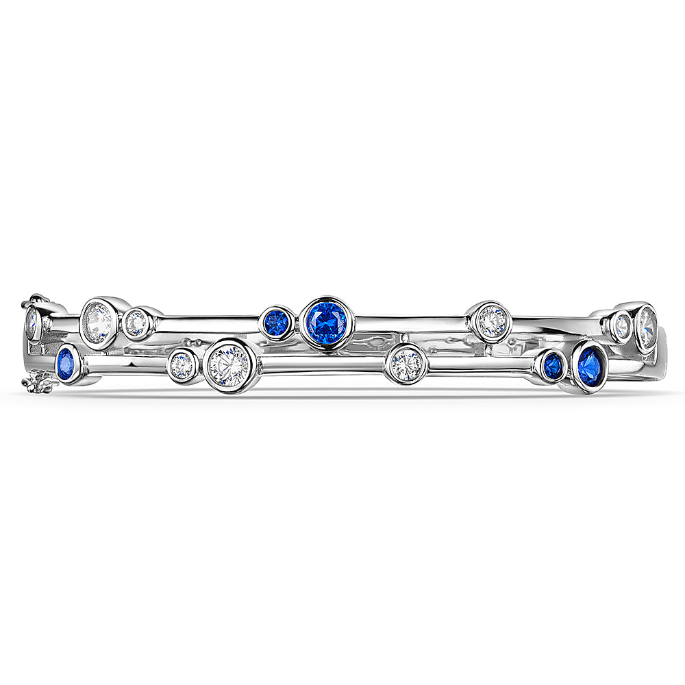 Sterling Silver Bubble Blue Stone Cubic Zirconia Bangle-JOOLS by Jenny  Brown