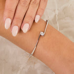 Load image into Gallery viewer, Sterling Silver Solitaire Cubic Zirconia  Bangle - JOOLS By Jenny Brown
