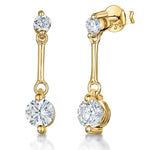 Load image into Gallery viewer, Yellow Gold Two Stone Cubic Zirconia Drop Earrings
