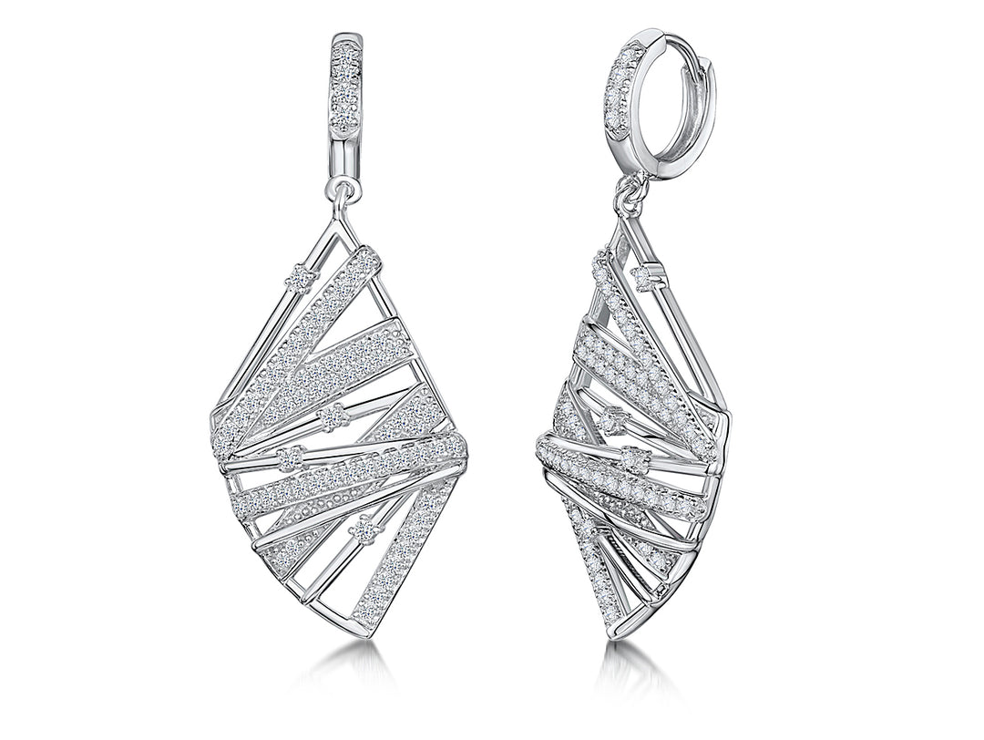 Sterling Silver Lattice  Drop Earrings