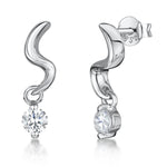 Load image into Gallery viewer, Sterling Silver S' Shape Drop Earrings- With A Round CZ On ' Silver Drop Stud - JOOLS By Jenny Brown
