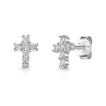 Load image into Gallery viewer, Silver &amp; Cubic Zirconia Small  Cross Earrings-JOOLS by Jenny Brown
