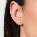 Load image into Gallery viewer, Silver &amp; Cubic Zirconia Small  Cross Earrings-JOOLS by Jenny Brown
