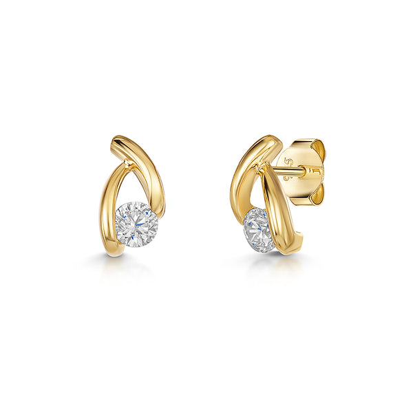 Yellow Gold Wishbone Stud Earrings-JOOLS by Jenny Brownn