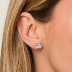 Load image into Gallery viewer, Sterling Silver Large Square Cubic Zirconia Earrings - JOOLS By Jenny Brown
