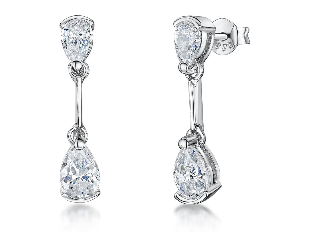 Sterling Silver Teardrop Cubic  Zirconia Drop Earrings - JOOLS By Jenny Brown