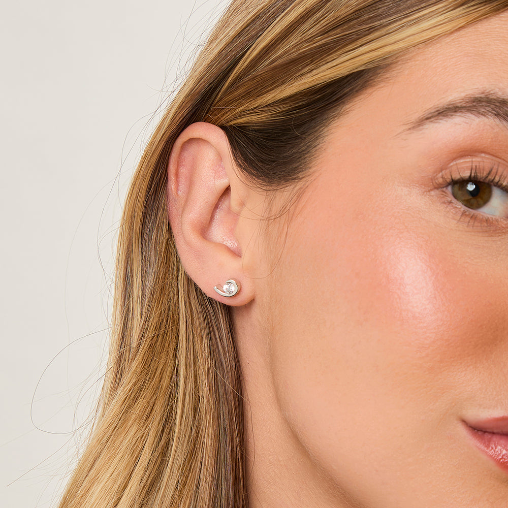 Sterling Silver Half Swirl Studs-JOOLS by Jenny Brown