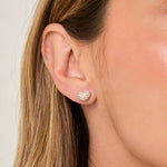 Load image into Gallery viewer, Sterling Silver  Cubic Zirconia Pave Heart Stud Earrings - JOOLS By Jenny Brown

