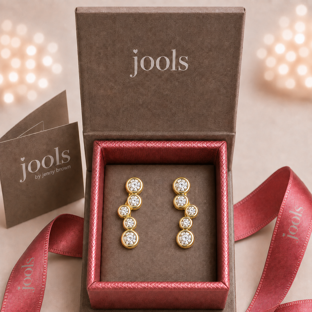 Yellow Gold Bubble Cubic Zirconia Drop Earrings