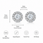 Load image into Gallery viewer, Sterling Silver Halo Stud Earrings - Quarter Carat Round CZ

