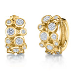 Load image into Gallery viewer, Yellow Gold Eleven Stone Huggie Bubble Earrings
