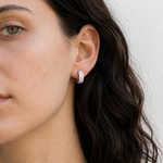 Load image into Gallery viewer, Sterling Silver Pavé Huggie Hoop Earrings | Premium Cubic Zirconia Small Hoops
