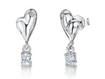 Load image into Gallery viewer, Sterling Silver Quirky Heart Drop Earrings
