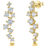 Load image into Gallery viewer, Yellow Gold Scattered Zirconia  Drop Earrings-JOOLS by Jenny Brown
