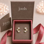 Load image into Gallery viewer, 18ct Gold Vermeil Bubble 3-Stone Stud Earrings – Graduated Trio CZ Climbers
