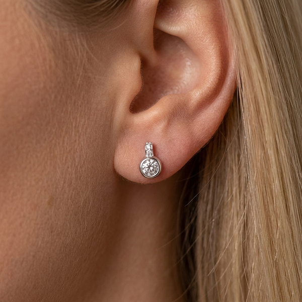 Sterling Silver Rubover Small Drop Earrings