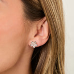 Load image into Gallery viewer, Sterling Silver Flower Earrings Set With Five Cubic Zirconia Petals - JOOLS By Jenny Brown
