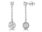 Load image into Gallery viewer, Sterling Silver Sphere Drop Earrings With $ Cubic Zirconias -JOOLS by Jenny Brown
