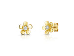 Load image into Gallery viewer, Sterling Silver Or Yellow Gold 5 Petal Stud Earrings
