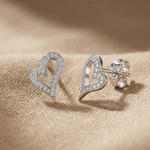 Load image into Gallery viewer, Sterling Silver Dali Style Open Heart Stud Earrings
