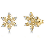 Load image into Gallery viewer, Yellow Gold Snowflake Stud Earrings
