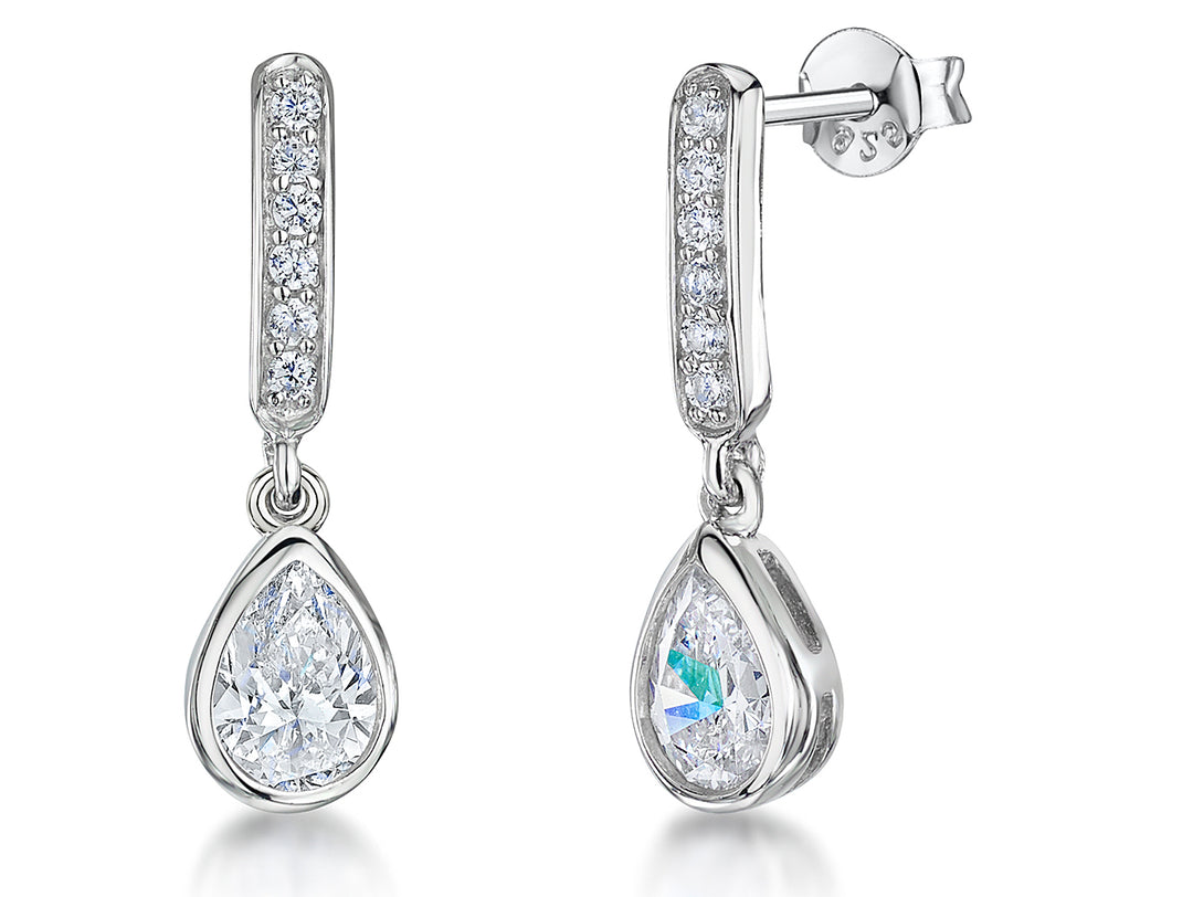 Sterling Silver Teardrop Drop Earrings