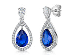 Load image into Gallery viewer, Sterling Silver Sapphire Blue  Teardrop Earrings
