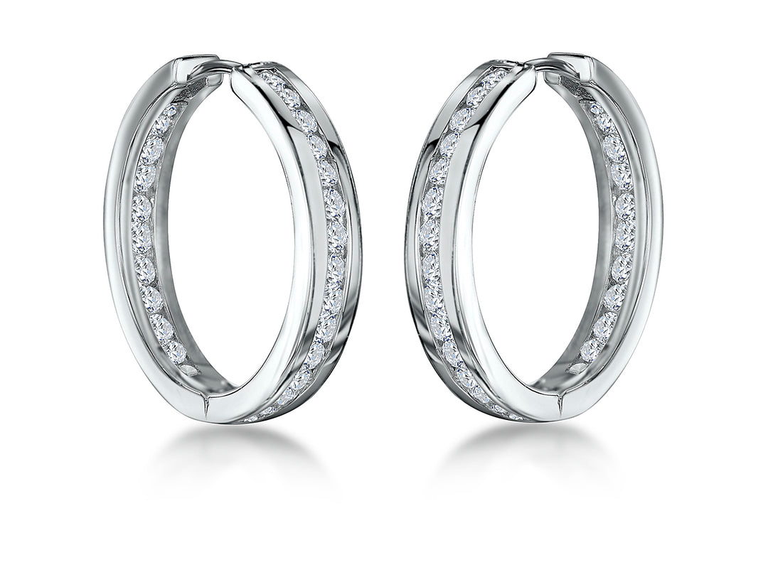 Sterling Silver Channel Set Hoop Earrings - JOOLS By Jenny Brown