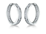 Load image into Gallery viewer, Sterling Silver Channel Set Hoop Earrings - JOOLS By Jenny Brown
