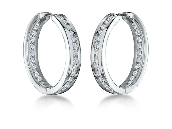 Sterling Silver Channel Set Hoop Earrings - JOOLS By Jenny Brown