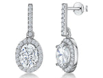 Load image into Gallery viewer, Sterling Silver Oval Cubic Zirconia Drop Earrings
