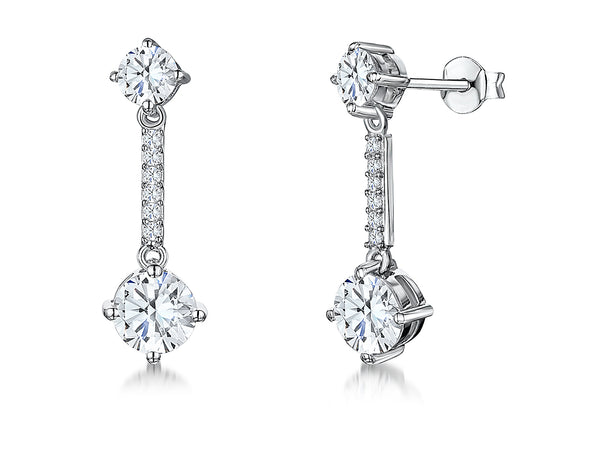 Sterling Silver Earrings Featuring Brilliant Cut Cubic Zirconia Drops - JOOLS By Jenny Brown