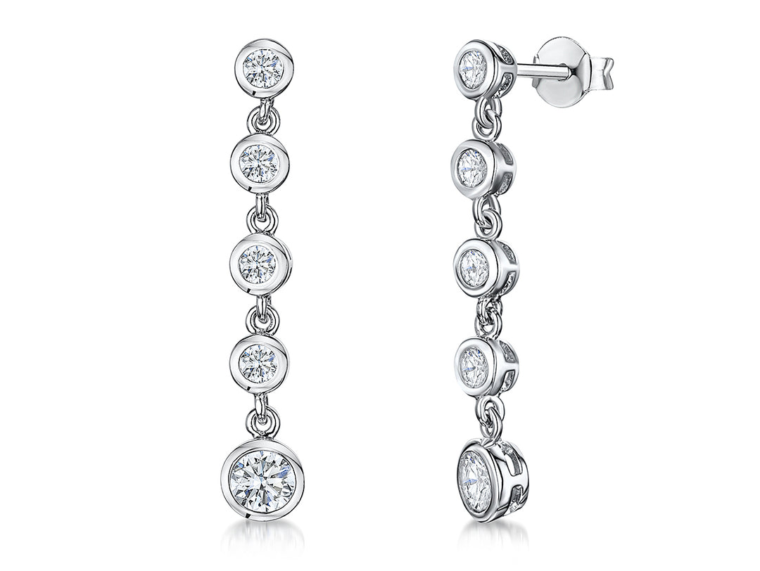 Sterling Silver 5 Stone Rubset Drop Earrings - JOOLS By Jenny Brown