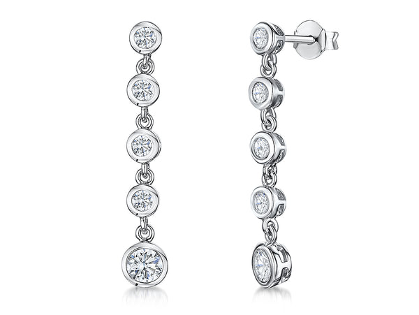 Sterling Silver 5 Stone Rubset Drop Earrings - JOOLS By Jenny Brown