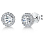 Load image into Gallery viewer, Sterling Silver 1ct Halo Stud Earring
