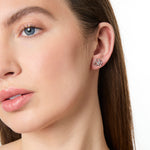 Load image into Gallery viewer, STERLING SILVER AND WHITE ZIRCONIA OPEN FLOWER STUD EARRINGS WITH A  ZIRCONIA CENTRE - JOOLS By Jenny Brown
