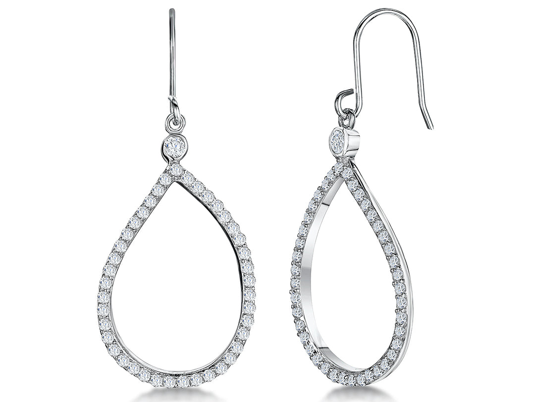 Sterling Silver Large Fishhook Teardrop Earrings