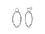 Load image into Gallery viewer, Sterling Silver Open Oval Drop Link Earrings With Cubic Zirconias
