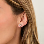 Load image into Gallery viewer, Sterling Silver Small  Pave Cubic Zirconia  Heart Stud  Earrings
