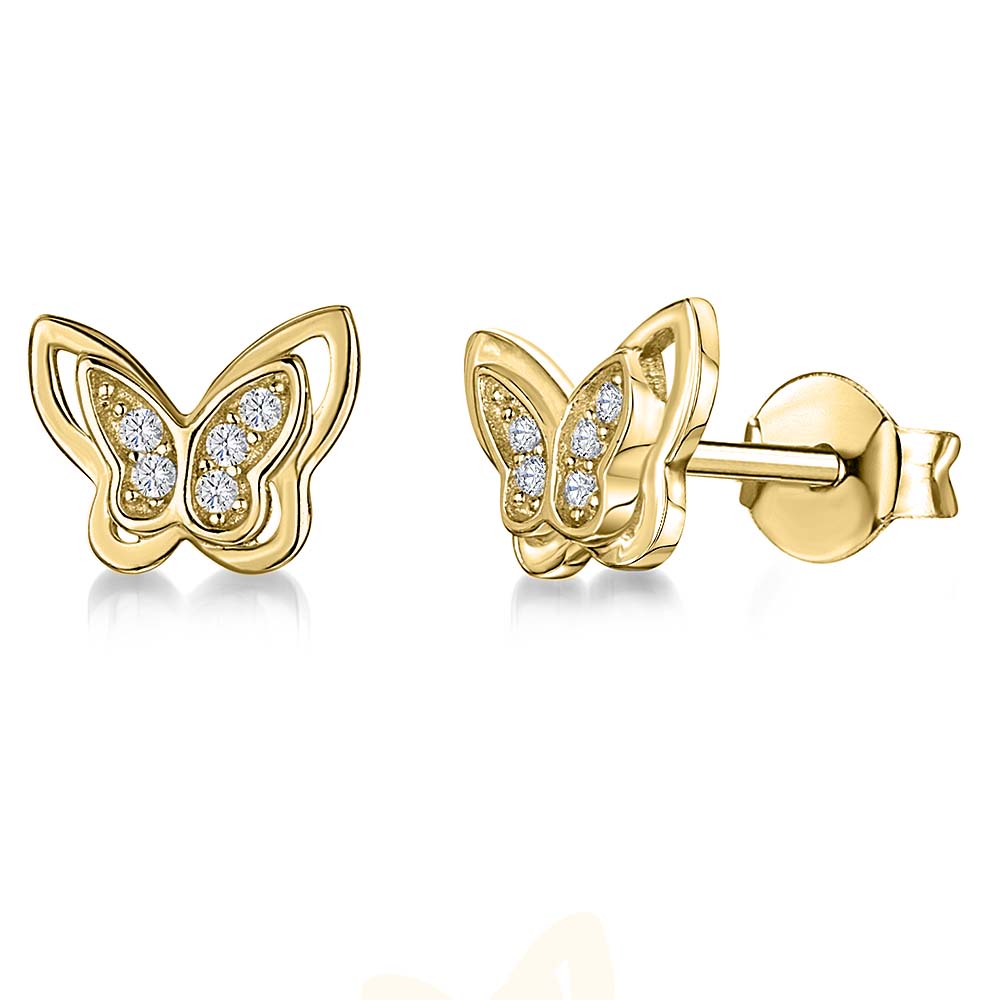 Yellow Gold Wing Butterfly Earrings- JOOLS By Jenny Brown
