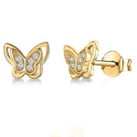 Load image into Gallery viewer, Yellow Gold Wing Butterfly Earrings- JOOLS By Jenny Brown
