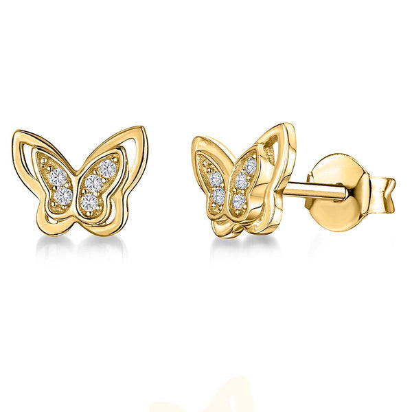 Yellow Gold Wing Butterfly Earrings- JOOLS By Jenny Brown