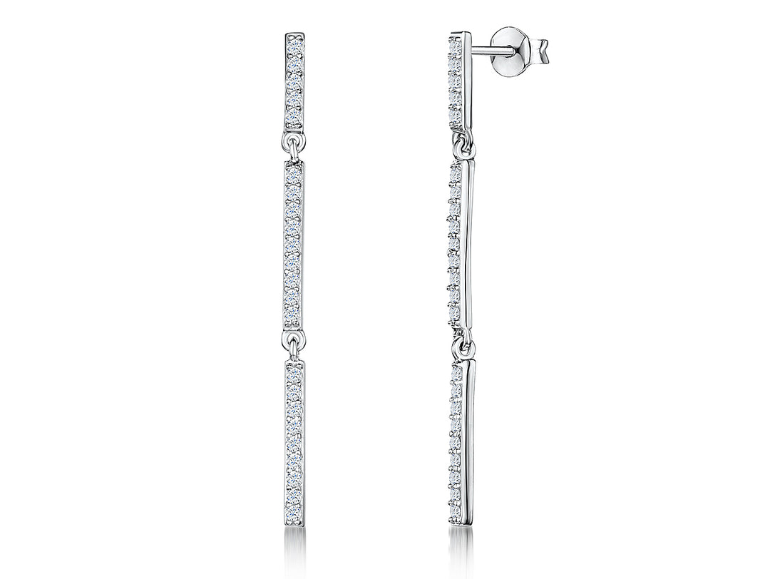 Sterling Silver Triple Bar  Drop Earrings - JOOLS By Jenny Brown